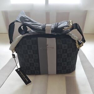 London Fog Elegant Black and Gray Crossbody Bag